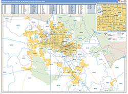 Phoenix-Mesa-Scottsdale Metro Area Wall Map Basic Style 2026
